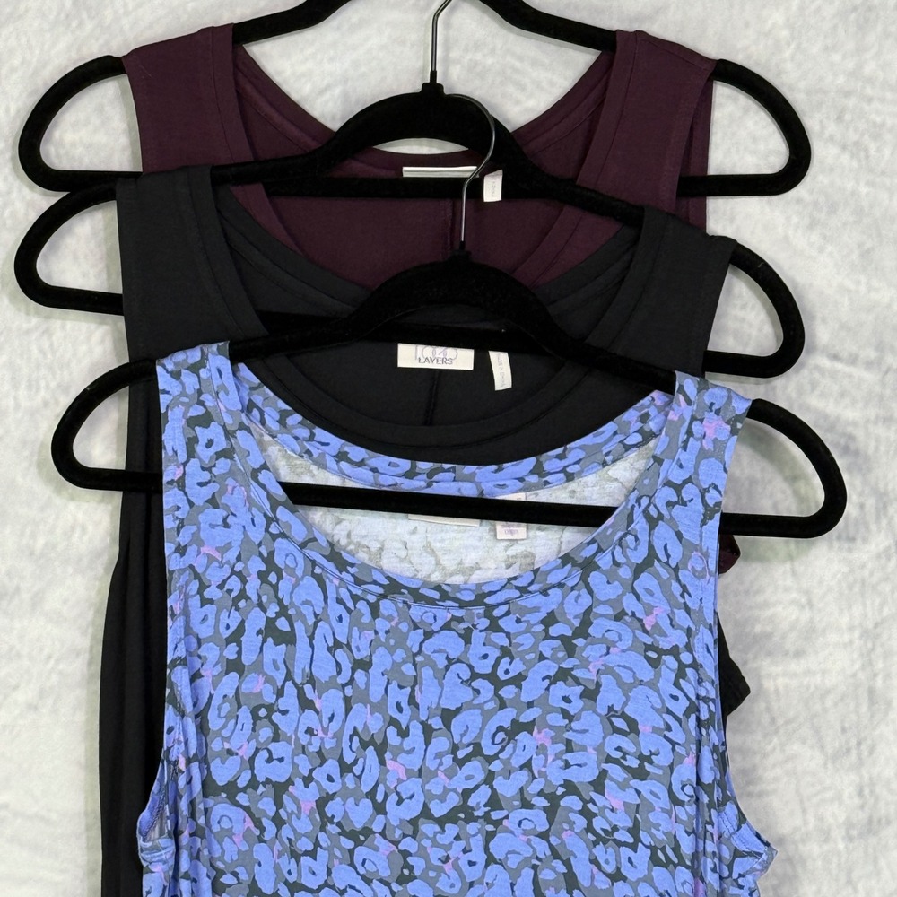 LOGO Layers Tank Top Bundle Womens Sz M 3pc casual basics staple lagenlook artsy